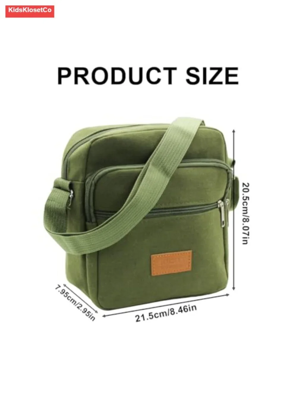 Men's Canvas Messenger Bag Crossbody 3 Zipper Compartments Business Satchel